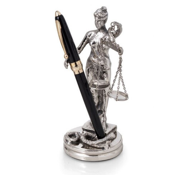 Blind Lady Justice Penholder Statue Decorative Law office Sculpture